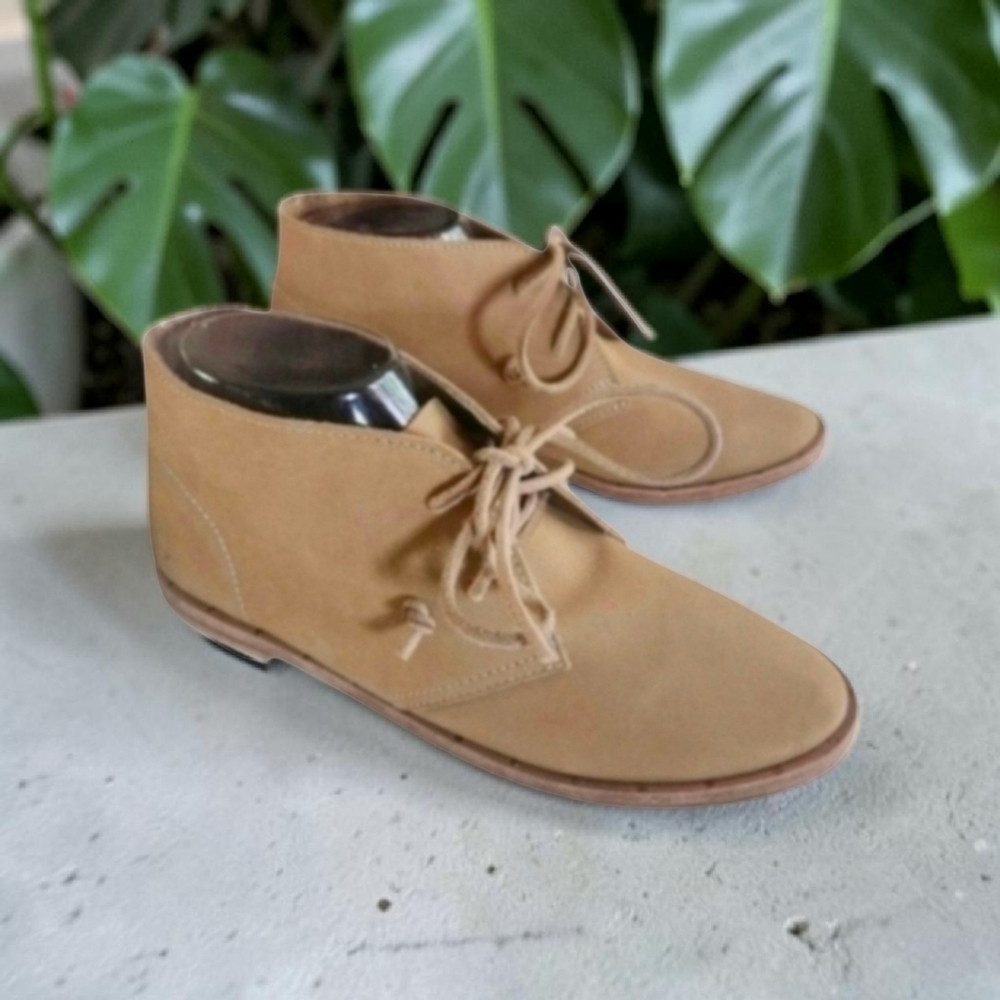 Beek Leather Bunting Chucka Ankle Boots Women Size 8 Booties Tan Lace Up Boho